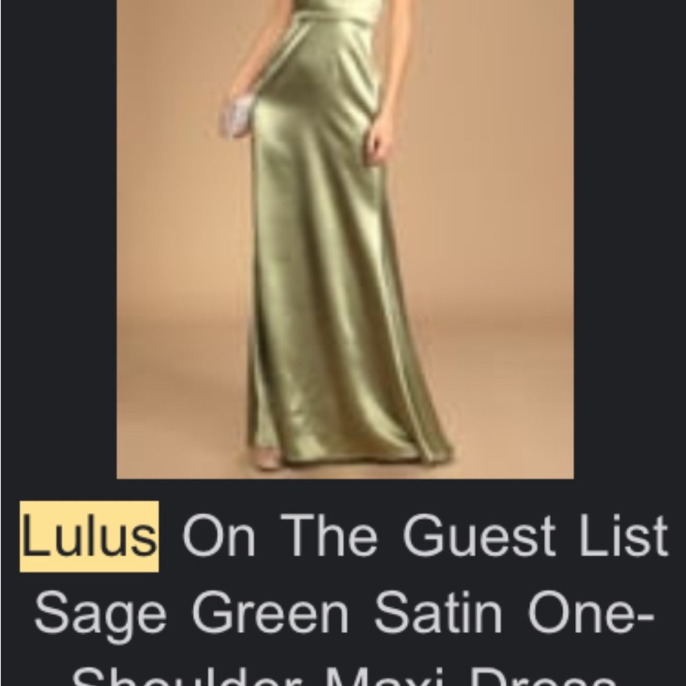 Lulus Sage Green Satin Maxi Dress